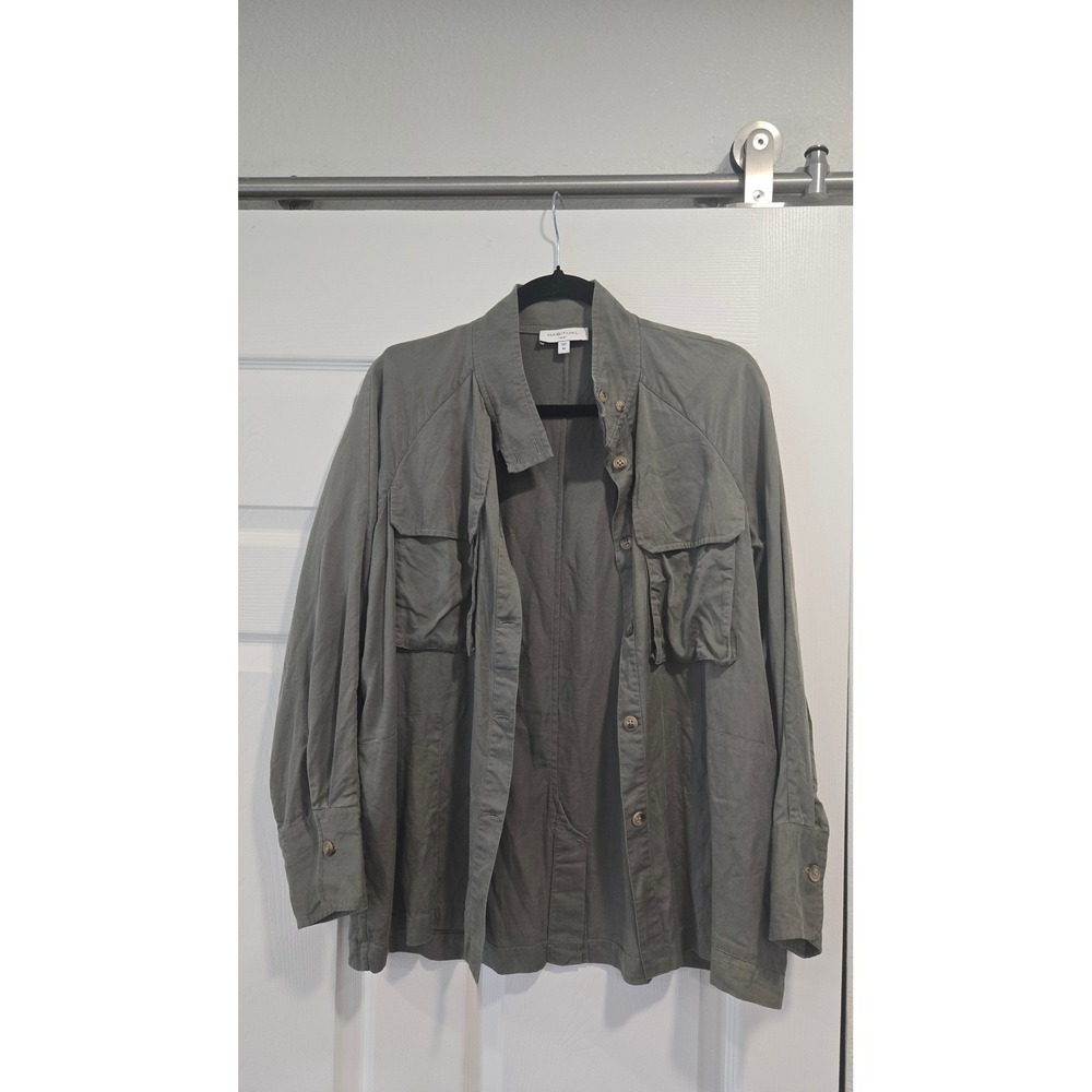 Habitual‎ Utility Button Up Shirt Olive Green Long Sleeve Pockets Size Medium